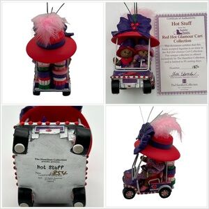 Red Hat Society Glamour Golf Cart The Hamilton Collection Bear Figurine W/Cert